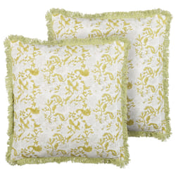 Set of 2 Decorative Cushions FILIX Cotton 45 x 45 cm Green Floral Pattern