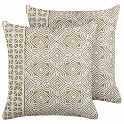 Set of 2 Decorative Cushions LARICS Cotton 45 x 45 cm Green Oriental Pattern