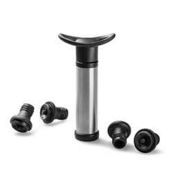 Deiss PRO Wine Saver Vacuum Pump with 4 BottleStoppers Wine Preserver - Reliable Stainless Steel Construction - Stops Oxidation of Wine
