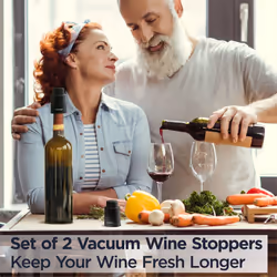 Deiss LUX 2-piece Wine Bottle Stopper Set, Reusable Vacuum Wine Preservers With Date Markers