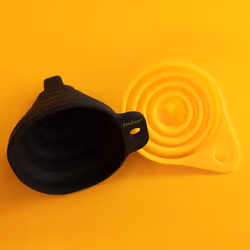Deiss PRO Silicone Kitchen Funnel Set - Rounded & Squared Funnels - Food Grade, BPA Free, Dishwasher Safe - Set of 2 Yellow and Black Silicone Funnels