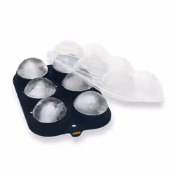 Deiss PRO Ice Ball Maker Mold & Plastic Funnel - 6 Perfect 2.5 Inch Ice Spheres in Flexible Silicone Tray - Plastic Funnel for Liquid Transfer