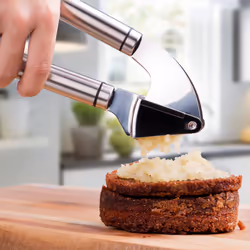 Deiss PRO Garlic Press and Silicone Garlic Peeler Set - Stainless Steel Garlic Mincer and FDA Silicone Garlic Peeler