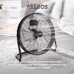 AREBOS Floor Fan Wind Machine 20 inch Ã50 Air Cooler Fan Hall Fan Black