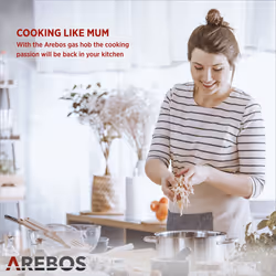 AREBOS gas hob 5 burners | stainless steel | incl. pot rack & ignition fuse