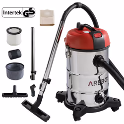 AREBOS Industrial Vacuum Cleaner 1800 W | Wet & Dry  | Ash Vacuum Cleaner for Fireplace & Grill |  30 L Container | Red
