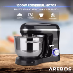 Stand Mixer Food Processer 1500W | Mixer with 6L Stainless Steel Mixing Bowl |Black