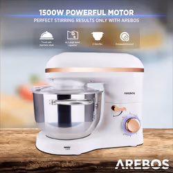 Stand Mixer Food Processer 1500W | Mixer with 6L Stainless Steel Mixing Bowl |White