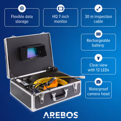 AREBOS Professional Pipe Camera Sewer Camera Inspection Camera with USB