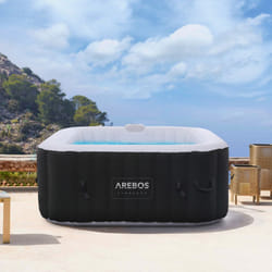 AREBOS Inflatable Hot Tub | Indoor/Outdoor Spa Pool 2400W | 4 persons | 154x154cm | 100 massage jets | heating | 600L | Incl. cover