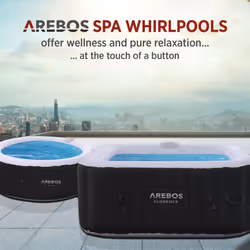 AREBOS Inflatable Hot Tub | Indoor/Outdoor Spa Pool 2400W | 4 persons | 154x154cm | 100 massage jets | heating | 600L | Incl. cover