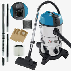 AREBOS Industrial Vacuum Cleaner 5-in-1 Wet and Dry Vacuum Cleaner 1300 W Ash /Fireplace / Grill  with and without Bag Bagless 30 L Blue