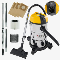 AREBOS Industrial Vacuum Cleaner 5-in-1 Wet and Dry Vacuum Cleaner 1300 W Ash /Fireplace / Grill  with and without Bag Bagless 30 L