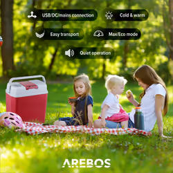 AREBOS 20 litre cool box | for cooling and keeping warm | mini fridge | thermoelectric cool box | with ECO mode | electric cool box | red