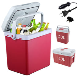 AREBOS 25 L cool box | for cooling and keeping warm | mini fridge | thermo-electric cool box | with ECO mode |12/230 V for car and plug socket  red