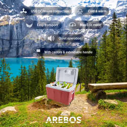 AREBOS 40 litre cool box | for cooling and keeping warm | mini fridge | thermoelectric cool box | with ECO mode | electric cool box | red