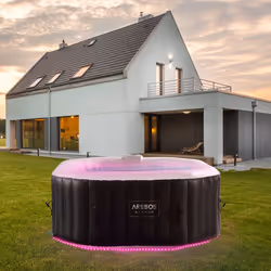 Inflatable Hot Tub | Indoorr/Outdoor Spa Pool with LEDs| 154x154cm | 4 persons |110 massage jets | heating | 600 L | Incl. co ...