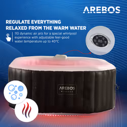 Inflatable Hot Tub | Indoorr/Outdoor Spa Pool with LEDs| 154x154cm | 4 persons |110 massage jets | heating | 600 L | Incl. cover |Bubble Spa & Massage
