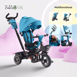 FableKids Tricycle 5in1 Kids Tricycle Children Handlebar Bicycle Baby Stroller-Noemi-Turquoise