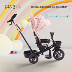 FableKids Tricycle 5in1 Kids Tricycle Children Handlebar Bicycle Baby Stroller-Noemi-Pink