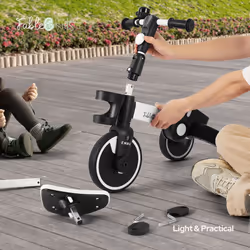 FableKids Tricycle 7in1 Children's Tricycle Running Wheel Learning Wheel Kids Handlebar Bicycle Emma White