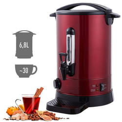 AREBOS Catering Urn | Mulled Wine Cooker 950W Hot Drink Dispenser 6.8L with Drip Tray, Outlet Tap, Thermostat and Overheating Protection 30-110 C Red