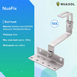NuaSol -NuaFix 10x A2 roof hooks for photovoltaic solar modules Balcony power plant
