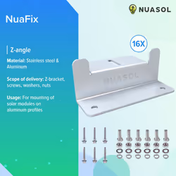 NuaSol - NuaFix 16x Z-bracket for photovoltaic solar panel mounting - aluminium
