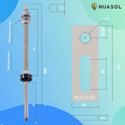 NuaSol Stainless steel suspension bolt with adapter plate M10 x200 mm - Pack of 10