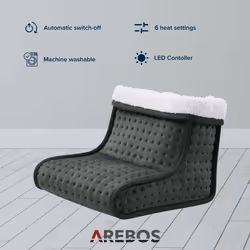 AREBOS Foot Warmer |Electric Foot Heater |Automatic Switch-Off & overheating Protection |incl. LED Remote Control |Micro-Plush Material | Anthracite
