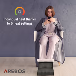 AREBOS Foot Warmer |Electric Foot Heater |Automatic Switch-Off & overheating Protection |incl. LED Remote Control |Micro-Plush Material | Anthracite