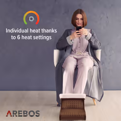 AREBOS Foot Warmer |Electric Foot Heater |Automatic Switch-Off & overheating Protection |incl. LED Remote Control |Micro-Plush Material | Brown