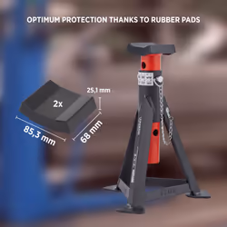 AREBOS jack stands set of 2 | each 3 tonne capacity | height adjustable 299-442 mm | jack stand set | jack stands with safety pin & rubber pads