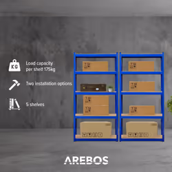 AREBOS Set of 2 Heavy Duty Shelving Cellar Shelving Boltless Shelving Storage Shelving Workshop Shelving 180 x 90 x 40 cm