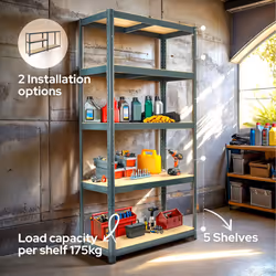 AREBOS 2x Heavy Duty Shelving 180 x 90 x 40 cm | 875kg load capacity | 0,63 mm | 5 MDF boards Shelving Storage Shelving Cellar Shelving |  Anthracite