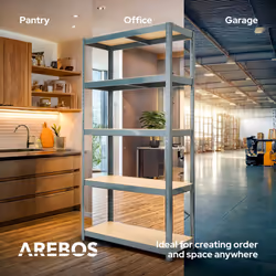 AREBOS 2x Heavy Duty Shelving 180 x 90 x 40 cm | 875kg load capacity | 0,63 mm | 5 MDF boards Shelving Storage Shelving Cellar Shelving |  Anthracite