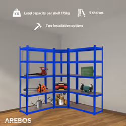 AREBOS Set of 3 Heavy Duty Corner Shelving Storage Shelving Boltless Shelving Cellar Shelving