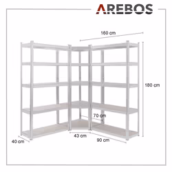 AREBOS Set of 3 Heavy Duty Corner Shelving Storage Shelving Boltless Shelving Cellar Shelving