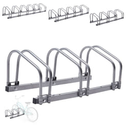 AREBOS Bicycle stand Bicycle Bike Floor Parking Steel Rack (3 Bike Stand Rack)