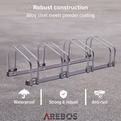 AREBOS Bicycle stand Bicycle Bike Floor Parking Steel Rack (4 Bike Stand Rack)