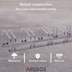 AREBOS Bicycle stand Bicycle Bike Floor Parking Steel Rack (5 Bike Stand Rack)