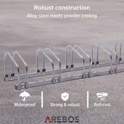 AREBOS Bicycle stand Bicycle Bike Floor Parking Steel Rack (6 Bike Stand Rack)