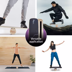 KM-Fit Balance Board | wooden balance board | indoor skateboard indoor board | surfboard for coordination training | strength & balance trainer