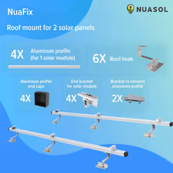 NuaSol Photovoltaic Solar Panel Bracket 2 Mounting Set I 35 mm End Clamps
