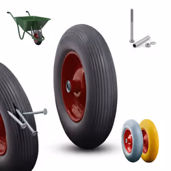 AREBOS PU solid rubber | spare wheel | 390mm | spare tyre for wheelbarrow | wheels sack barrow | black-red