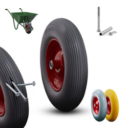 AREBOS PU solid rubber | spare wheel | 390mm | spare tyre for wheelbarrow | wheels sack barrow | black-red
