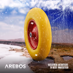 AREBOS PU solid rubber | spare wheel | 390mm | spare tyre for wheelbarrow | wheels sack barrow | yellow-red