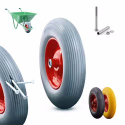 AREBOS PU solid rubber | spare wheel | 390mm | spare tyre for wheelbarrow | wheels sack barrow | grey-red