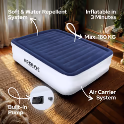AREBOS Air Mattress Self-Inflating Guest Bed Mattress with Pump Blue /White