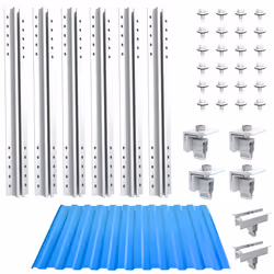 NuaSol photovoltaic trapezoidal sheet metal roof mounting set | mounting, bracket for 2 modules | T-profile 40cm | solar pane ...